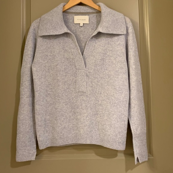 Brochu Walker Wool Cashmere Blend Split Neck Pullover Sweater Size XS Blue - Picture 5 of 12